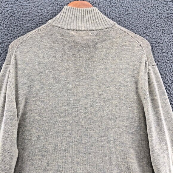 Calvin Klein Sweater Mens Large Gray Lambswool Blend 1/4 Zip Mock Neck Stretch - Picture 5 of 10